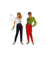 Burda 4376 Easy Retro Puffy Pants or Front Pleated Pants, Uncut, Factory Folded Sewing Pattern Multi Plus Size 8-18
