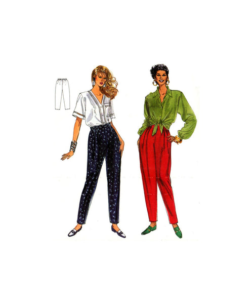 Burda 4376 Easy Retro Puffy Pants or Front Pleated Pants, Uncut, Factory Folded Sewing Pattern Multi Plus Size 8-18