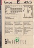 Burda 4376 Easy Retro Puffy Pants or Front Pleated Pants, Uncut, Factory Folded Sewing Pattern Multi Plus Size 8-18