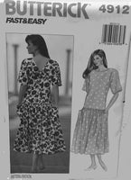 Butterick 4912 Sewing Pattern Dress Size 8-10-12 Uncut Factory Folded