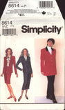 Simplicity 8614 Lined Jacket and Slim Skirt in Two Lengths and Pants, Uncut, Factory Folded, Sewing Pattern Size 12-14-16
