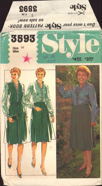 Style 3593 Sewing Pattern Jacket, Blouse, Skirt Size 14, Uncut, Factory Folded
