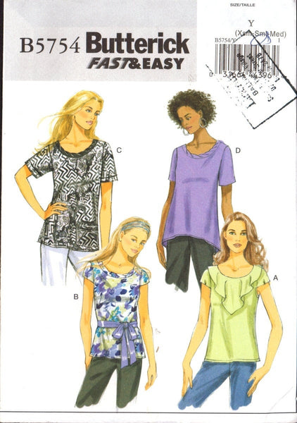 Butterick 5754 Women's Tops, Uncut Factory Folded Sewing Pattern Size 4-14