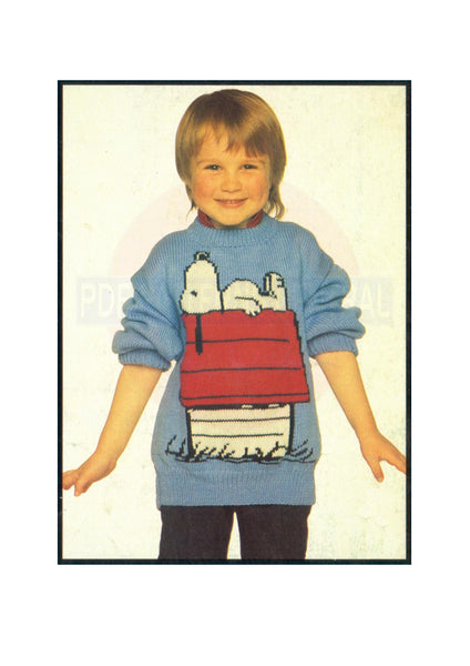 Vintage Knitted Snoopy Sweater Pattern Instant Download PDF 3 pages