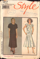 Style 1017 Loose-Fit, Two-Piece Dress with Button Front, Panelled and Flared Skirt, Sewing Pattern Size 12-18