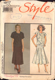 Style 1017 Loose-Fit, Two-Piece Dress with Button Front, Panelled and Flared Skirt, Sewing Pattern Size 12-18