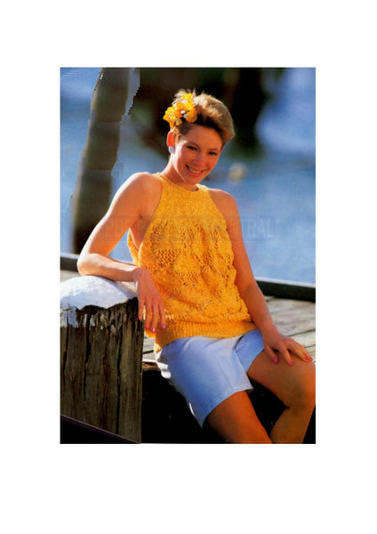 Crocheted 1980s Linen-look Suntop, Instant Download PDF 2 pages