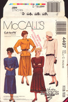 McCall's 4497 Sewing Pattern, Two Piece Dress with Optional Trim: Long Sleeve Top, Skirt with Yoke, Size 10-14, Uncut, Factory Folded