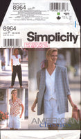 Simplicity 8964 American Classics: Pleated Pants or Shorts, Vest Top & Loose Fitting Jacket, Uncut, F/Folded, Sewing Pattern Size 12-16
