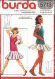 Burda 5713 Drop Waist Dress with Contrast Raglan Sleeves and Box Pleated Skirt, Uncut, Factory Folded Sewing Pattern Multi Size 8-16