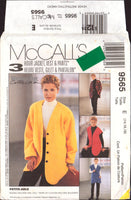 McCall's 9565 3-Hour Boxy Jacket or Vest and Pants, Sewing Pattern Size 14-18
