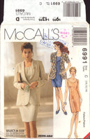 McCall's 6991 Semi-Fitted Jacket with Shawl Collar and Fitted Sleeveless Dress, Uncut, Factory Folded, Sewing Pattern Size 10-14