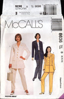 McCall's 8636 Semi-Fitted, Lined Below-Hip Jacket and Pants with Front Pleats, Uncut, Factory Folded, Sewing Pattern Size 8-12