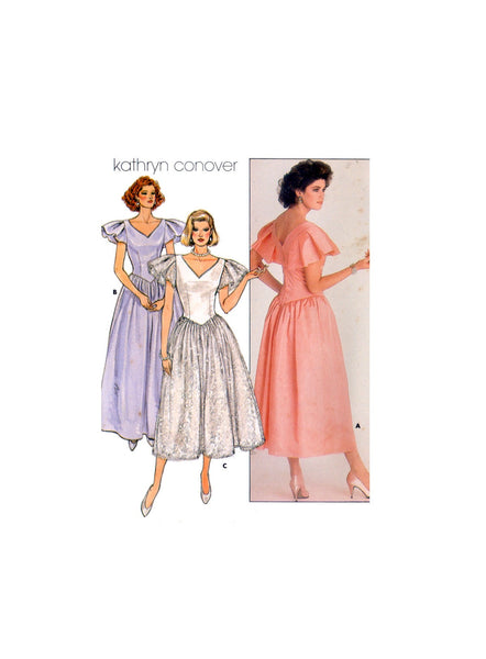 Butterick 3684 Kathryn Conover Evening Dress in Two Lengths with Pleated Sleeves, Uncut, Factory Folded Sewing Pattern Size 10