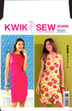 Kwik Sew 3985 Sleeveless Dress with Round or V Necklines, Uncut, Factory Folded Sewing Pattern Mult Size XS-XL