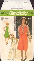 Simplicity 7476 Designer Fashion Button Front Shirt, Vest, Culottes and Pants, Uncut, Factory Folded, Sewing Pattern Size 12