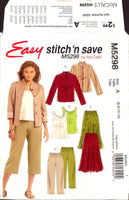 Stitch n Save 5298 Unlined Jacket, Top, Skirt and Pants, Uncut Factory Folded Sewing Pattern Size 6-12