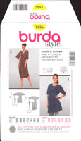 Burda 7356 Maternity Wear: Loose Fitting V-Neckline Dress and Tunic, Uncut, Factory Folded Sewing Pattern Multi Plus Size 10-22