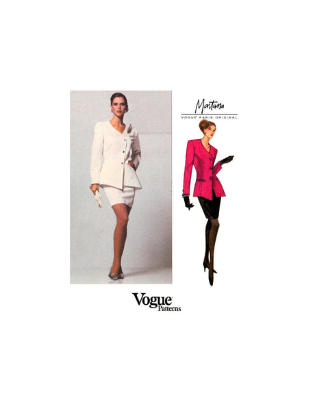 Vogue Paris Original 2841 Montana Lined, Peplum Jacket and Slightly Tapered Skirt, Uncut, Factory Folded Sewing Pattern Size 6-8-10
