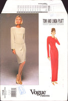Vogue American Designer 1708 Tom & Linda Platt Dress with Shaped, Dropped Waist in Two Lengths, Uncut, F/Folded Sewing Pattern Size 12-14-16