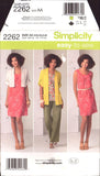 Simplicity 2262 Sewing Pattern Dress or Tunic Pants Cardigan Size XXS XS S M Factory Folded