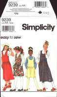 Simplicity 9239 Girl's Dress Jumper Sewing Pattern Size 7-8-10 Uncut Factory Folded
