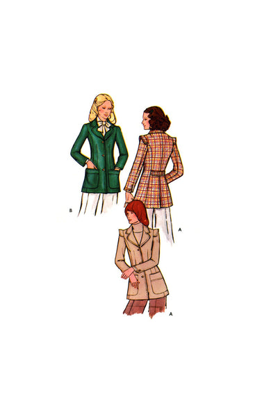 Butterick 6862 Fitted Jacket with Notched Collar, Back Belt and Optional Trim, Uncut, Factory Folded Sewing Pattern Size 14