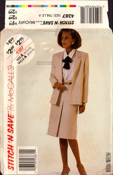 McCall's 4387 Sewing Pattern Women's Jacket Skirt Size 8-10-12 Uncut Factory Folded