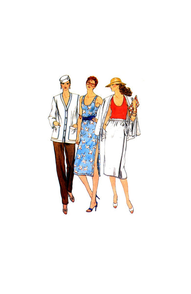 Vogue 7389 Jacket, Dress or T-Shirt, Wrap Skirt and Pants, Uncut, Factory Folded Sewing Pattern Size 10