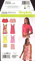 Simplicity 2939 Sewing Pattern Women's Jacket, Dress Or Top And Shorts Size 4-12 Uncut Factory Folded