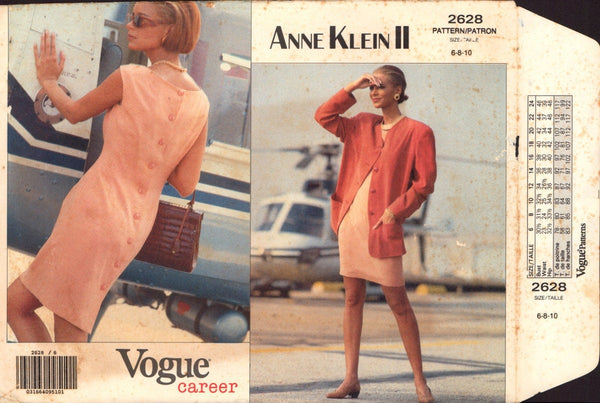 Vogue 2628 Anne Klein II Jacket and Dress, CUT COMPLETE Sewing Pattern Size 6-8-10