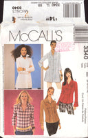 McCall's 3340 Longline or Regular Length Princess Seam Shirt with Sleeve Variations, Uncut, Factory Folded Sewing Pattern Multi Size 8-14