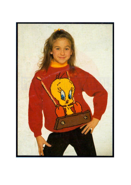 Vintage Knitted Tweety Sweater Pattern Instant Download PDF 3 pages
