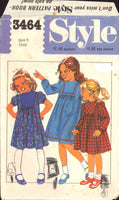 Style 3464 Child's Pullover Dress with Stand Collar and Long or Short Sleeves, Uncut, Factory Folded Sewing Pattern Size 6