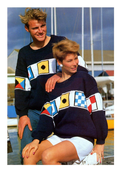 Vintage Knitted Signal Sweater Pattern Instant Download PDF 4 pages
