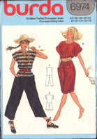 Burda 6974 Cap Sleeve Jumpsuit in Two Lengths, Uncut, Factory Folded Sewing Pattern Multi Size 8-16