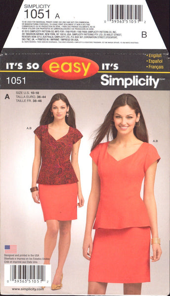 Simplicity 1051 Sewing Pattern Maternity Tunic Skirt Size 10-18 Uncut Factory Folded