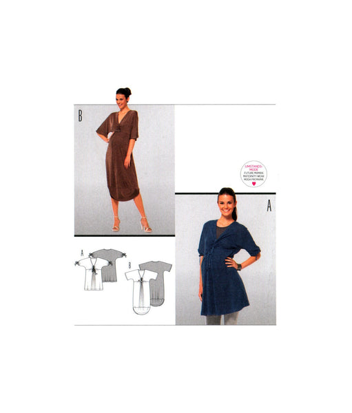 Burda 7356 Maternity Wear: Loose Fitting V-Neckline Dress and Tunic, Uncut, Factory Folded Sewing Pattern Multi Plus Size 10-22