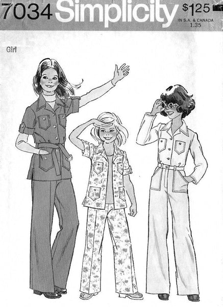 Simplicity 7034 Sewing Pattern Girls' Shirt, Jacket and Pants Size 10 or 12 Uncut Factory Folded