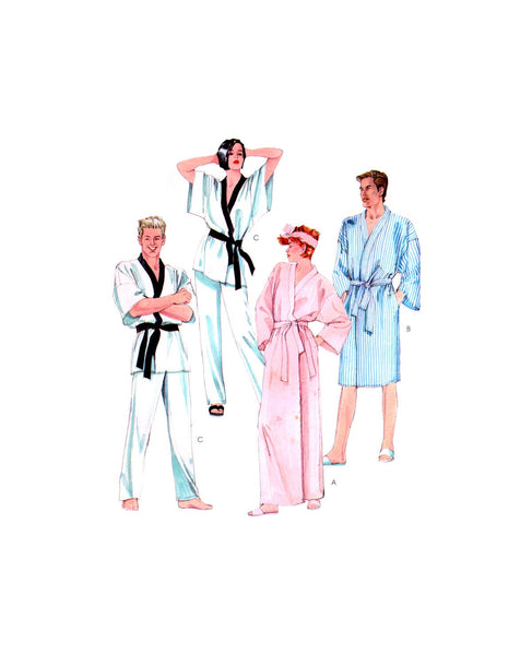 McCall's 2022 Kimono Style Front Wrap Robe in Three Lengths, Pants and Tie Belt, Uncut, Factory Folded Sewing Pattern Size 6-8 or 14-16