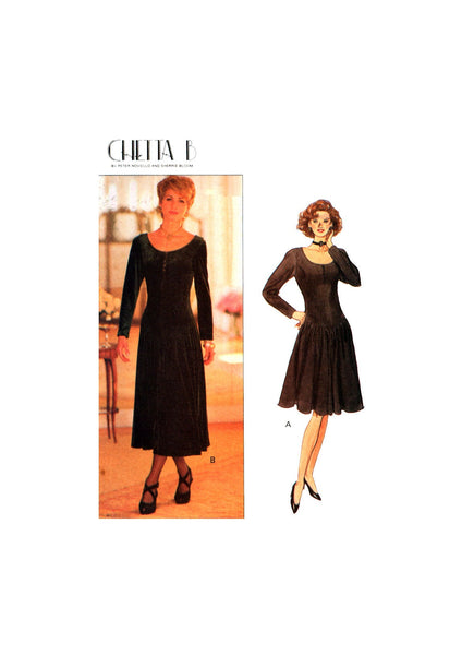 Butterick 3111 Chetta B Drop Waist Evening Dress in Two Lengths, Uncut, Factory Folded Sewing Pattern Size 6-12