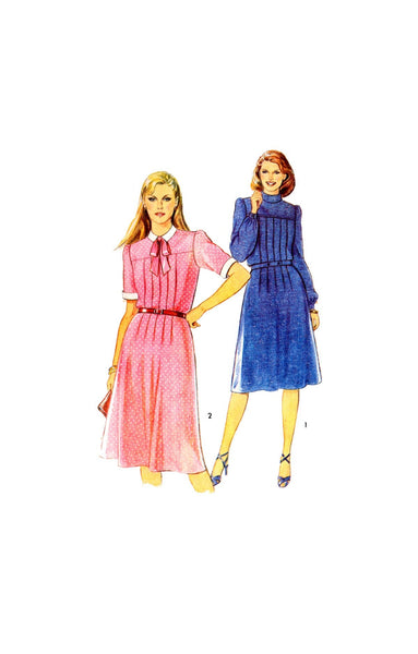 New Look Maudella 6412 Front Pleated, Back Buttoned Dress with Long or Short Sleeves, Uncut, Factory Folded Sewing Pattern Size 10-16