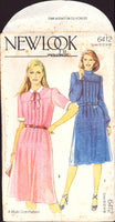 New Look Maudella 6412 Front Pleated, Back Buttoned Dress with Long or Short Sleeves, Uncut, Factory Folded Sewing Pattern Size 10-16
