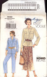 Vogue 7699 Koko Beall Safari Style Jacket, A-Line Skirt and Tapered Pants, Uncut, Factory Folded Sewing Pattern Size 8-12