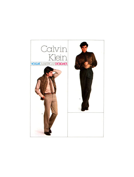 Vogue 2256 Calvin Klein Men's Slim Tapered, Cuffed or Close Fitting, Low Rise Pants, Cut or Uncut, Sewing Pattern Size 30 or 36