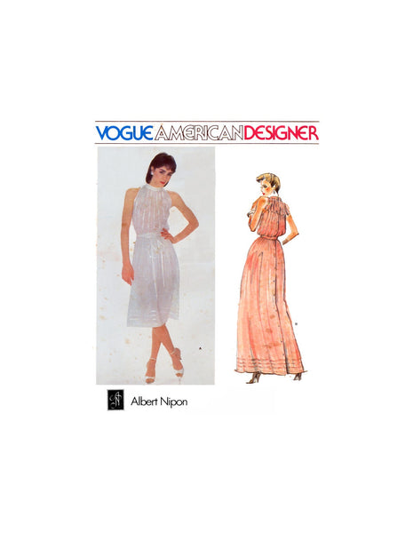 Vogue American Designer 2515 Albert Nipon Back Buttoned, Blouson Dress in Two Lengths, Cut and Complete, Sewing Pattern Size 14