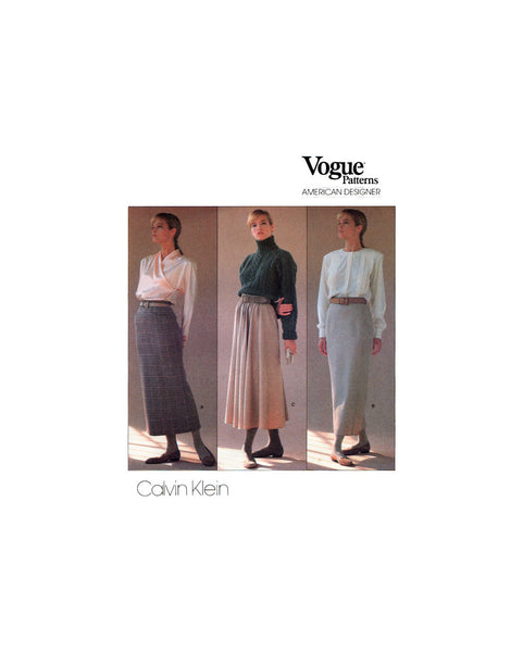 Vogue American Designer 1790 Calvin Klein Straight or Flared Long Skirt, Uncut, Factory Folded, Sewing Pattern Size 10