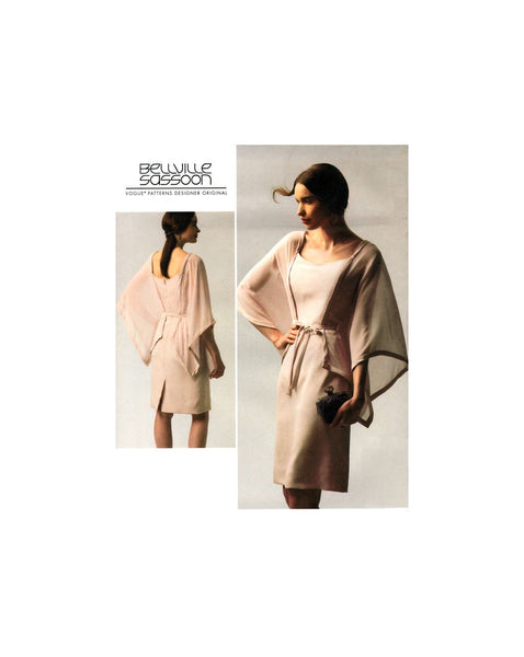 Vogue Designer Original 1330 Bellville Sassoon Formal Dress with Long Flutter Sleeves, Uncut, Factory Folded, Sewing Pattern Multi Size 8-16