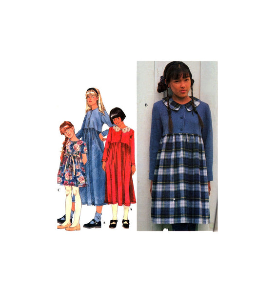 Simplicity 9731 Girls' Empire Line Dress with Full Gathered Skirt and Long or Short Sleeves, Uncut, Factory Folded Sewing Pattern Size 12-14