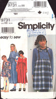 Simplicity 9731 Girls' Empire Line Dress with Full Gathered Skirt and Long or Short Sleeves, Uncut, Factory Folded Sewing Pattern Size 12-14